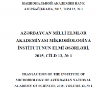 Transaction of the Institute of Microbiology of ANAS, Vol-13, №-1