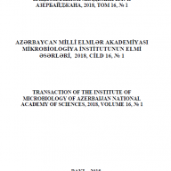 Transaction of the Institute of Microbiology of ANAS, Cild -16, №-1